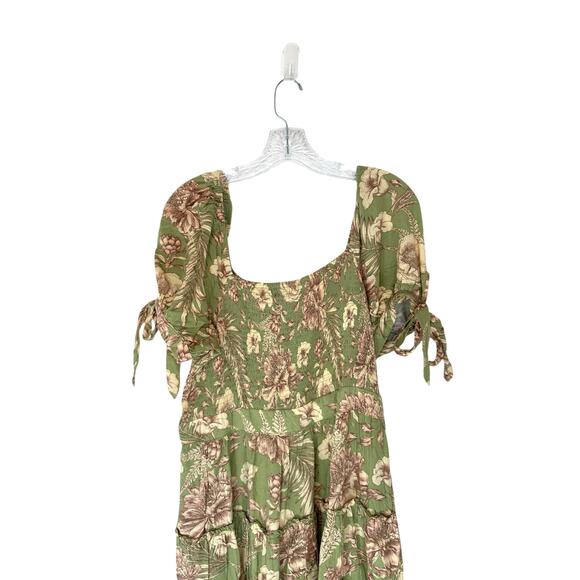 Agua Bendita Target Smocked Tiered Romantic Floral Tile Puff Sleeve Dress Large - Picture 7 of 13